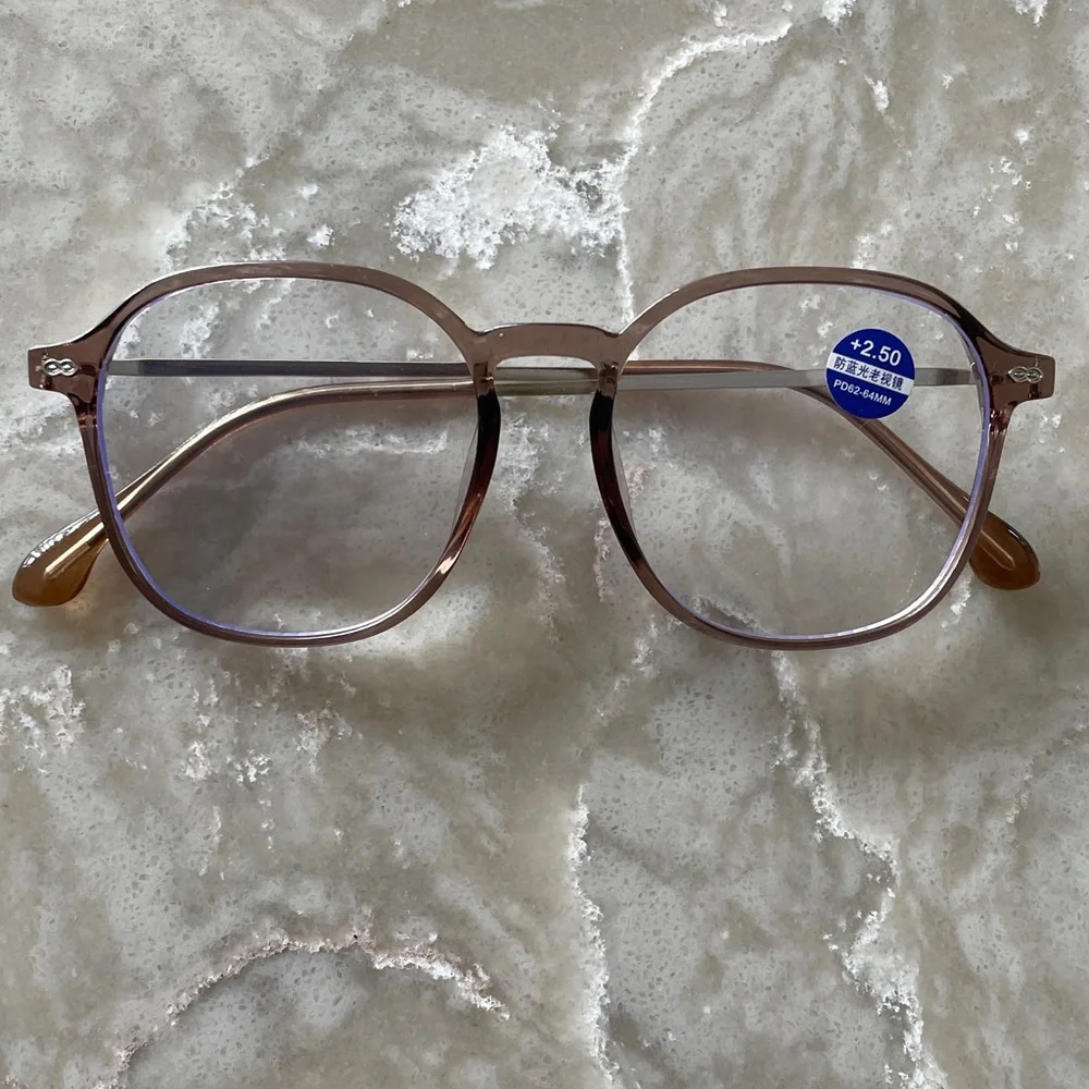 NEW 2.5 readers bronze brown silver side arms soft nose bridge spring closure